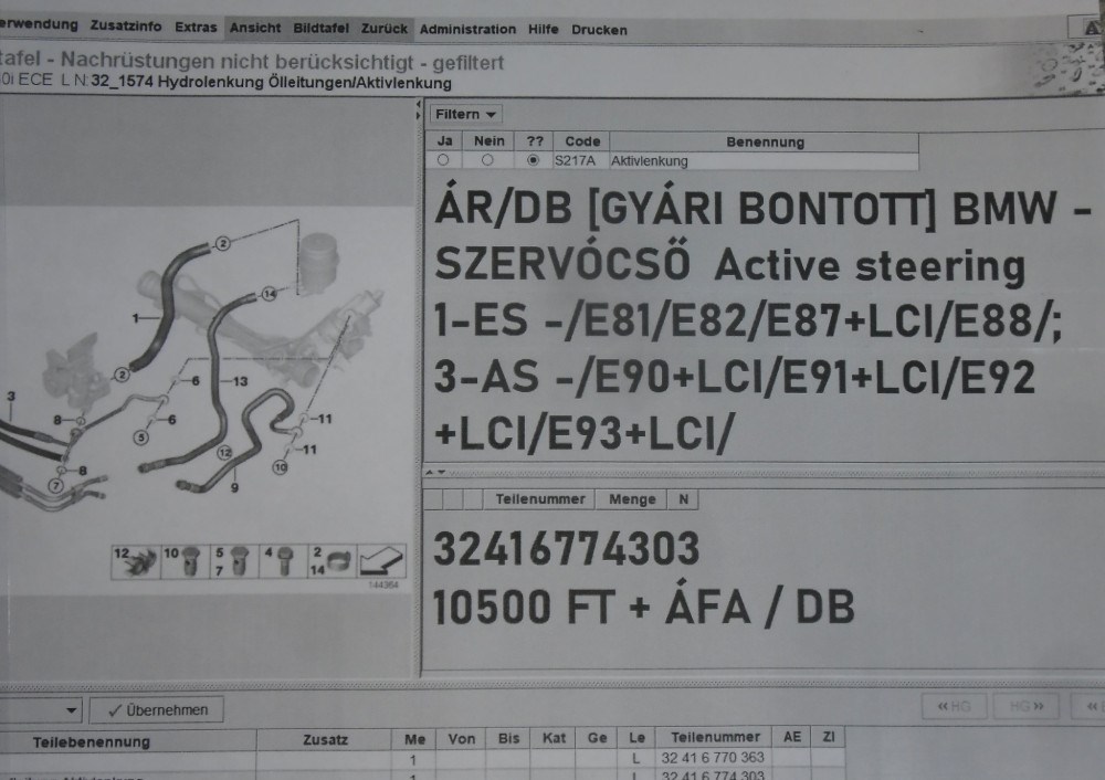 ÁR/DB [GYÁRI BONTOTT] BMW - SZERVÓCSŐ - Active steering  - 1-ES -/E81/E82/E87+LCI/E88/; 3-AS -/E90+LCI/E91+LCI/E92+LCI/E93+LCI/  - 3241 6774303 5. kép
